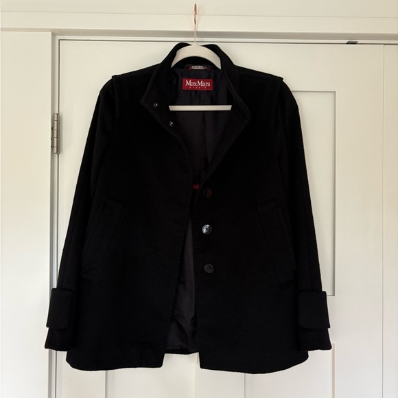 MaxMara Women's Black Pea Coat - Picture 13 of 15